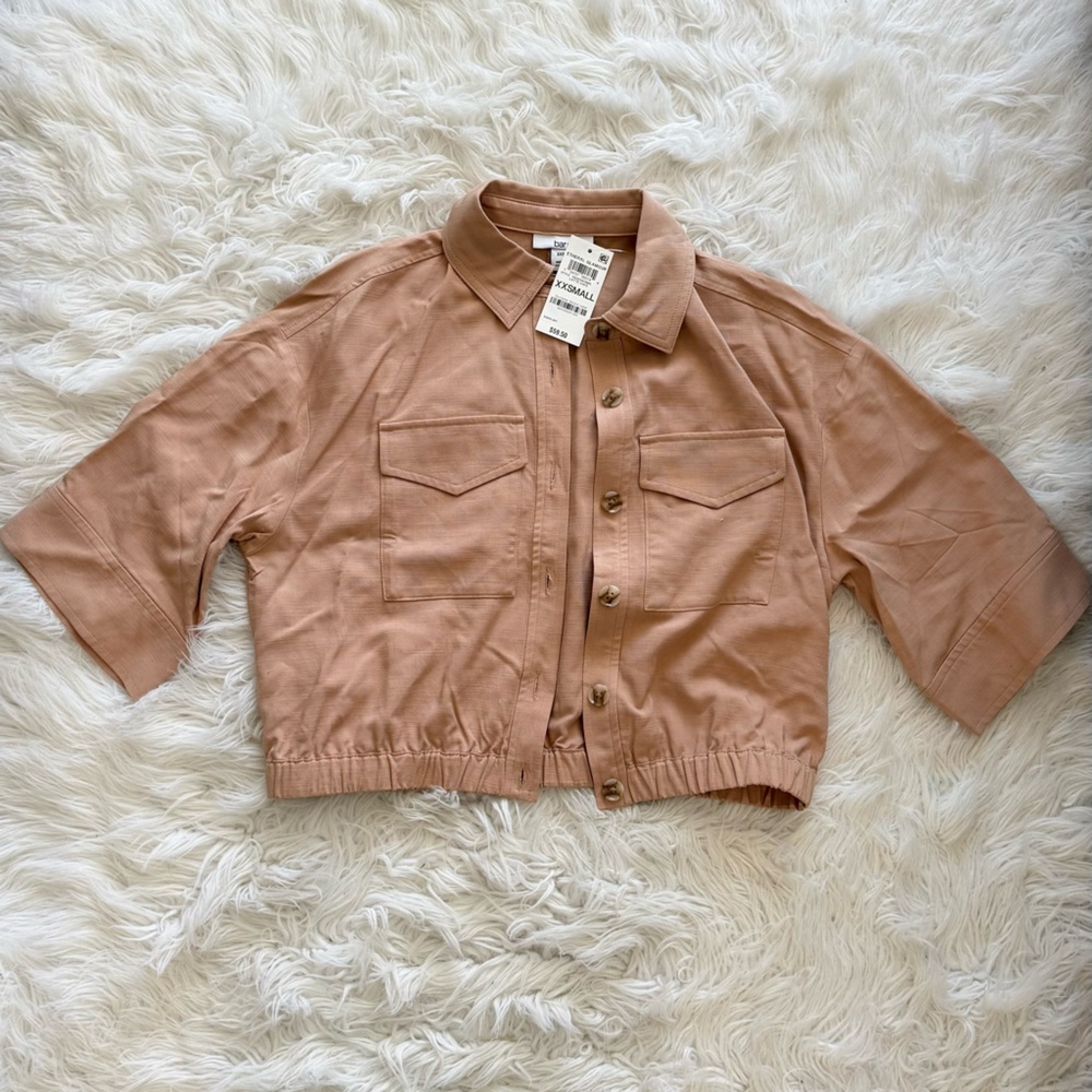 Bar III Tan Utility Jacket Soft Suede-Like Material